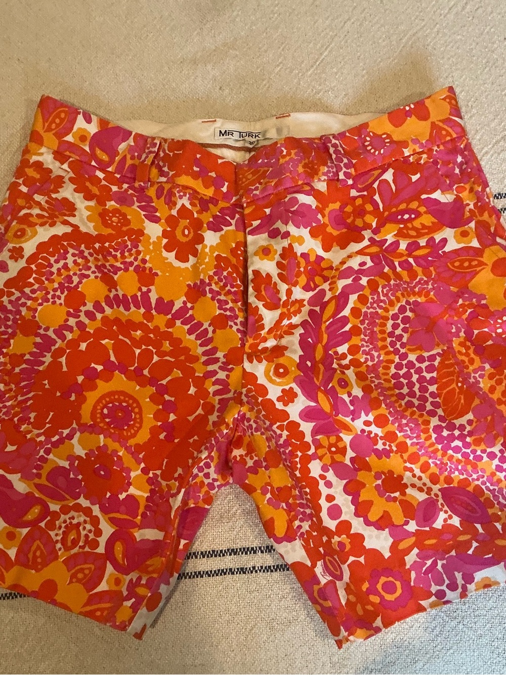 Mr Turk Pink & Orange Floral Flat Front Men's Shorts